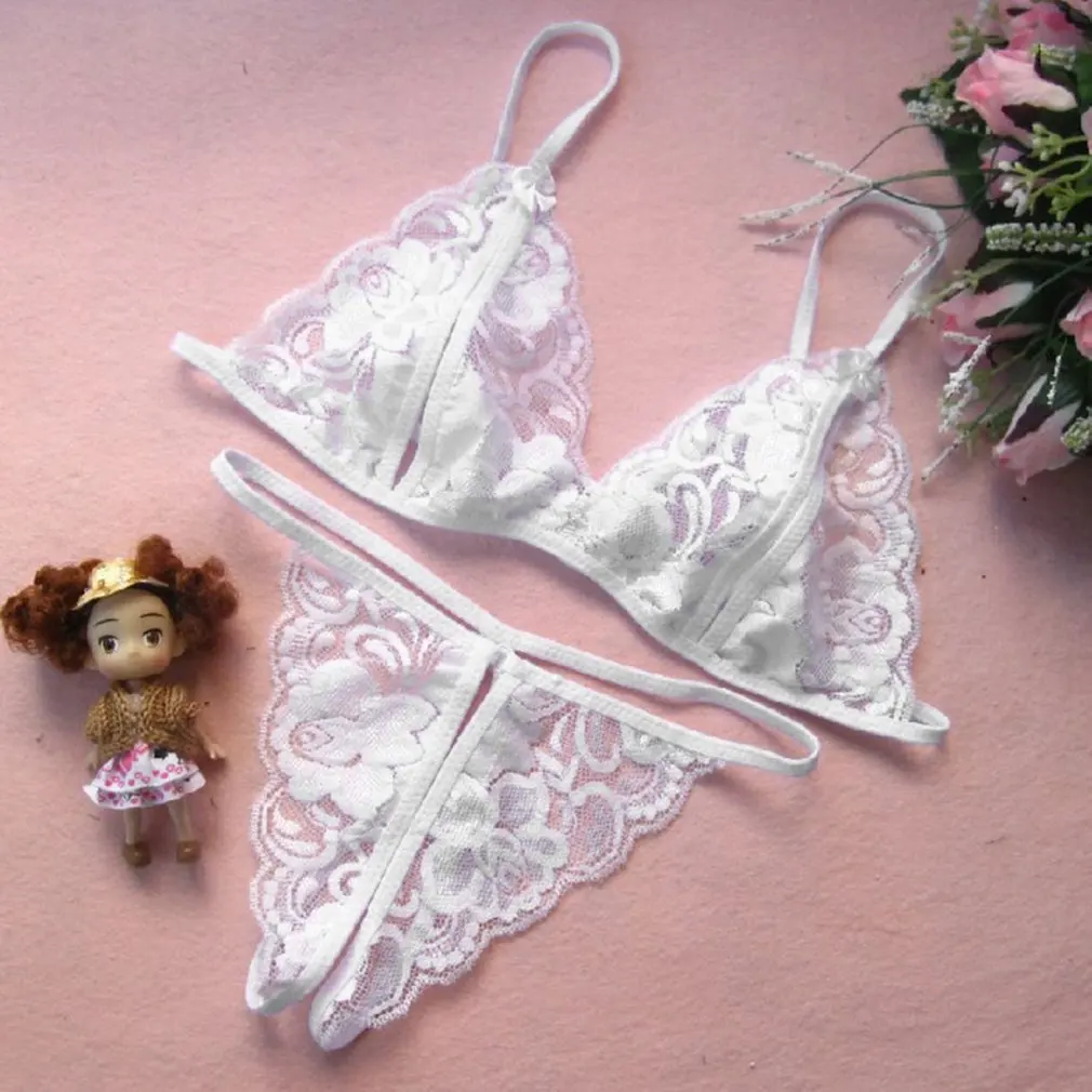 Hollow Hot Sexy Lingerie Soft Lace Lady Lingerie Women Erotic Bra And Split Underwear Suit Tight Bodysuit Costume Nightwear