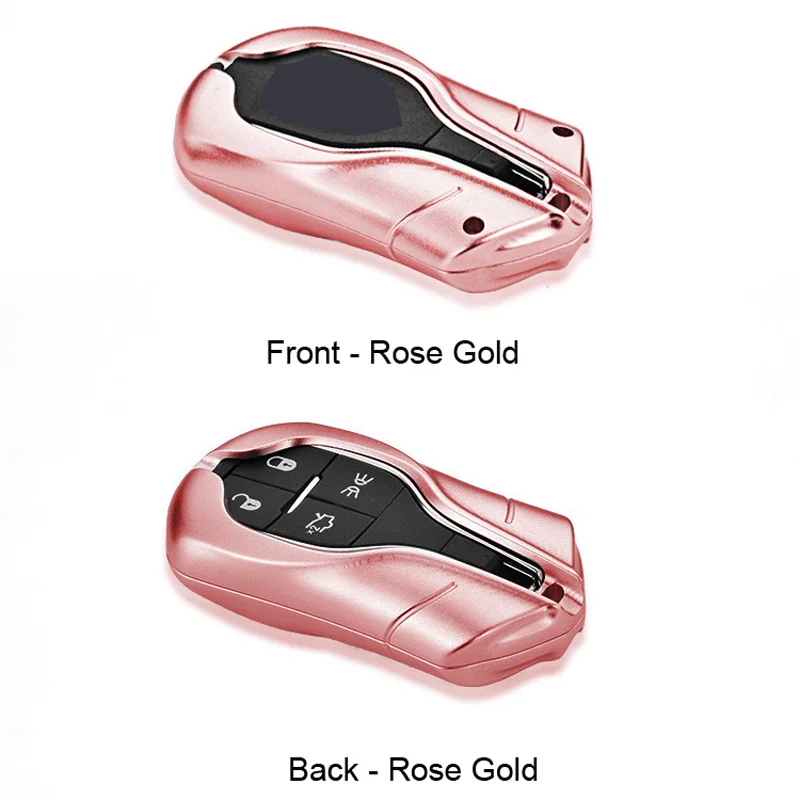 Rose gold Роскошный сплав автомобильный чехол для ключей Автомобильный брелок сумка цепь для Maserati Quattroporte Ghibli Levante GT GC Ghibli автомобильные аксессуары - Название цвета: Rose gold