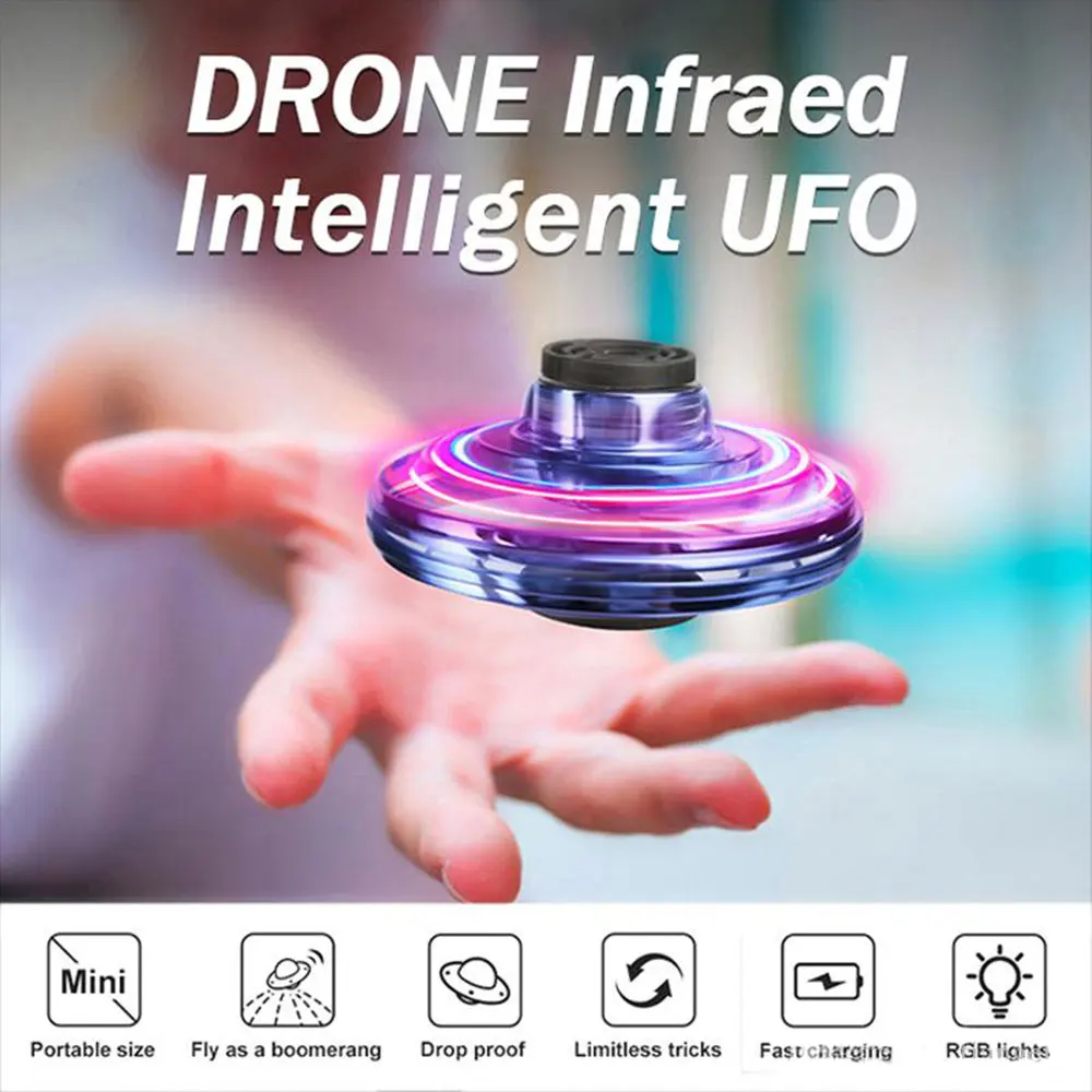 Flynova Летающий Спиннер мини летающий гироскоп НЛО ротатор светодиодный креативный индукционный самолет палец декомпрессии игрушки доступны 3 цвета
