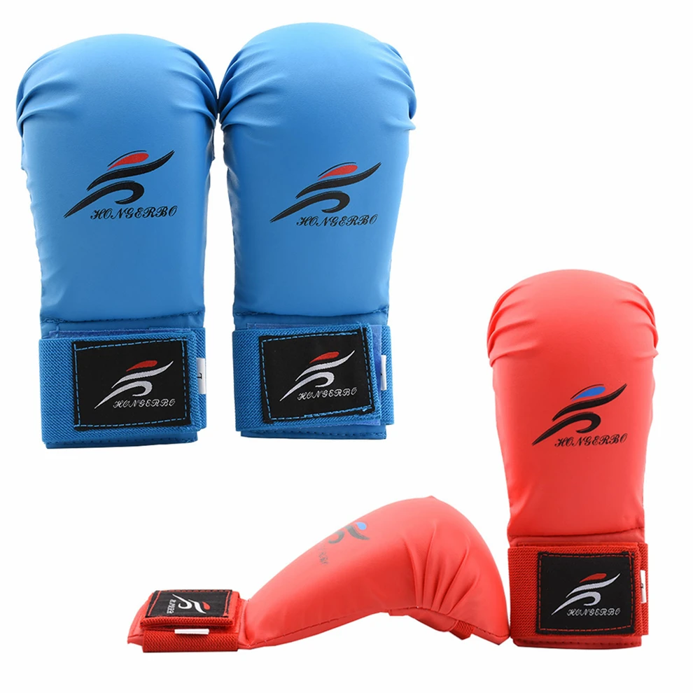 WKF Karate Gloves Sparring Men Women Training Mitts for Kids Red Blue Boxing MMA Pouching Bag Gloves Taekwondo Hand Gear Protect
