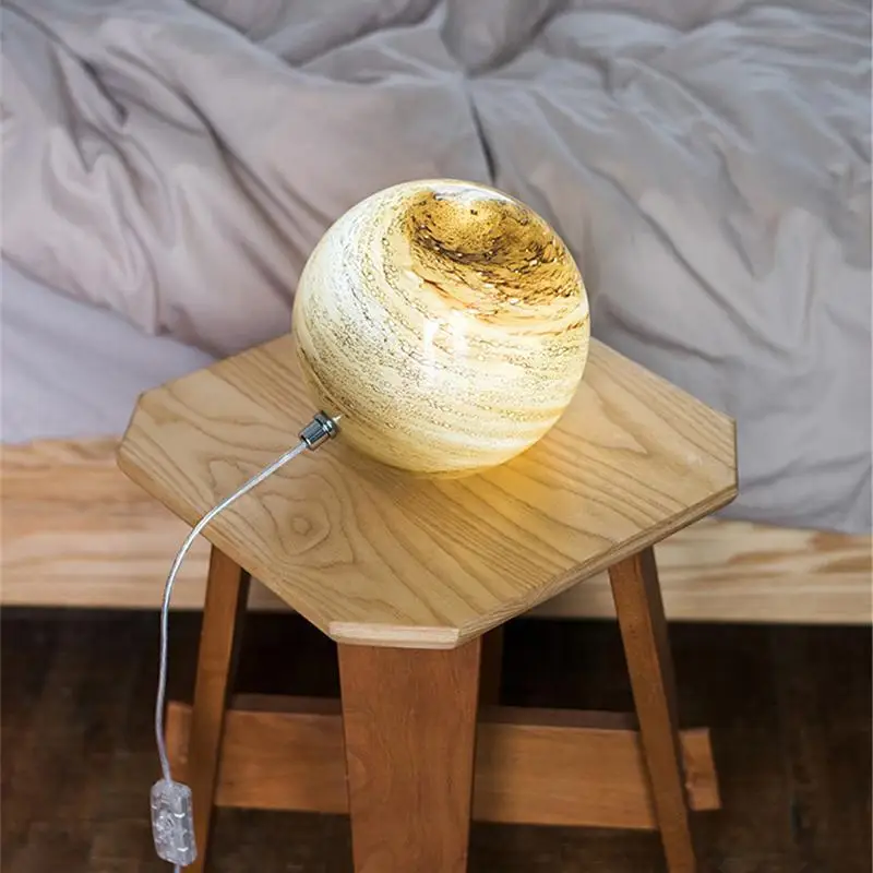 

Modern LED Table Lamp Shade Planet Glass Table Lamps for The Living Room Bedroom Dining Room Bedside Loft Desk Lamp Home Decor