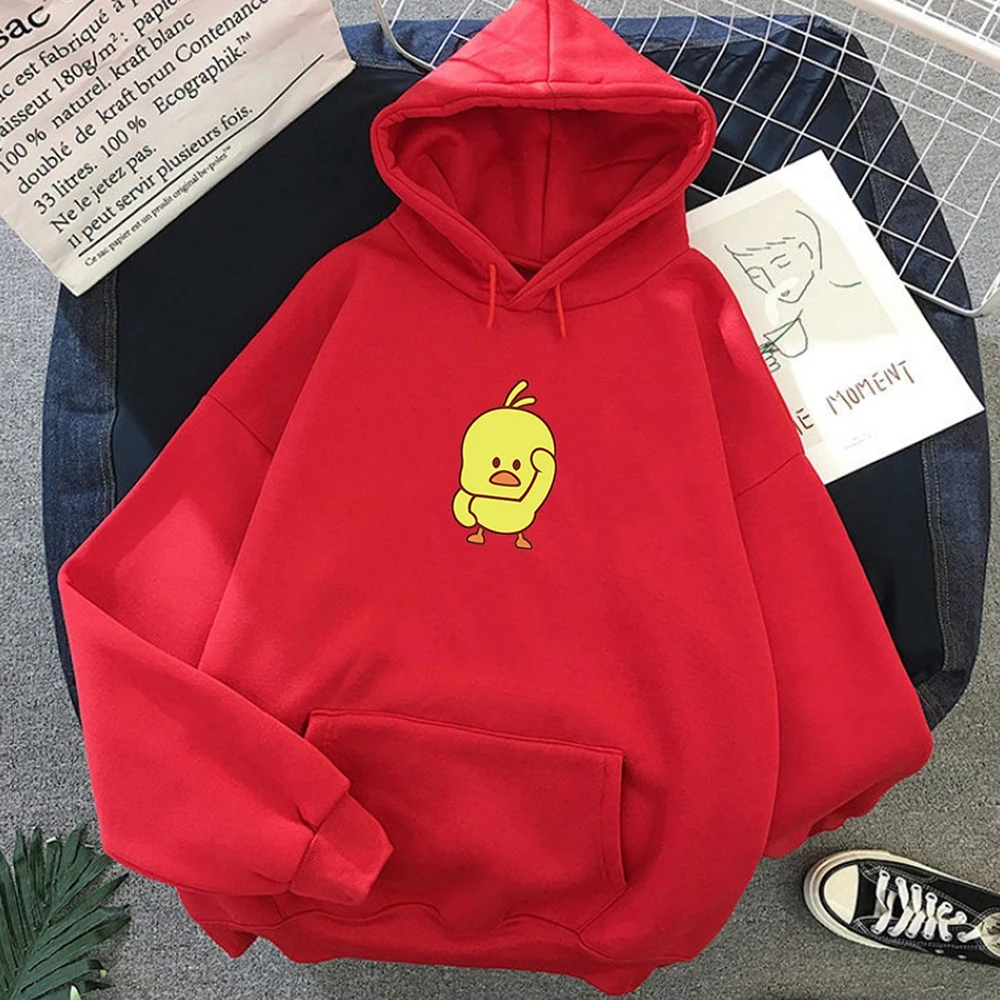  Hoody Ladies Yellow Chick Graphics Print Korean Style Hoodies Women Kawaii Sweatshirt Harajuku Stre