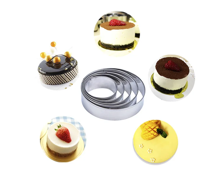 Circular hexagonal star mousse ring stainless steel 5 piece cake circle DIY cheesecake biscuits die mold baking tools bakery