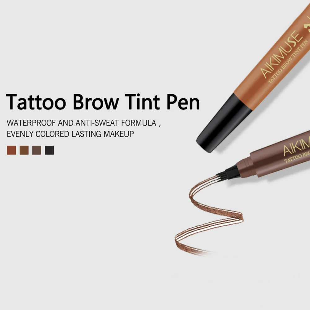 4 вилки наконечник жидкая подводка для бровей ручка Водонепроницаемая Татуировка глаз бровей Карандаш Профессиональный тонкий карандаш для бровей краска макияж TSLM2