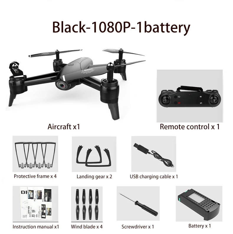 Горячая Sg106 Радиоуправляемый Дрон 4k Hd Двойная камера оптический поток воздушный Квадрокоптер Fpv Дрон длительный срок службы батареи игрушки для детей - Цвет: Black 1080P 1B