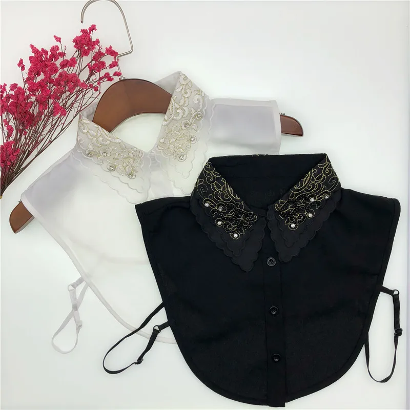

White Black Fake Collars for Women Shirts Lady Detachable Collar Removable Blouse Tops False Collars Girls Nep Kraagie Decor