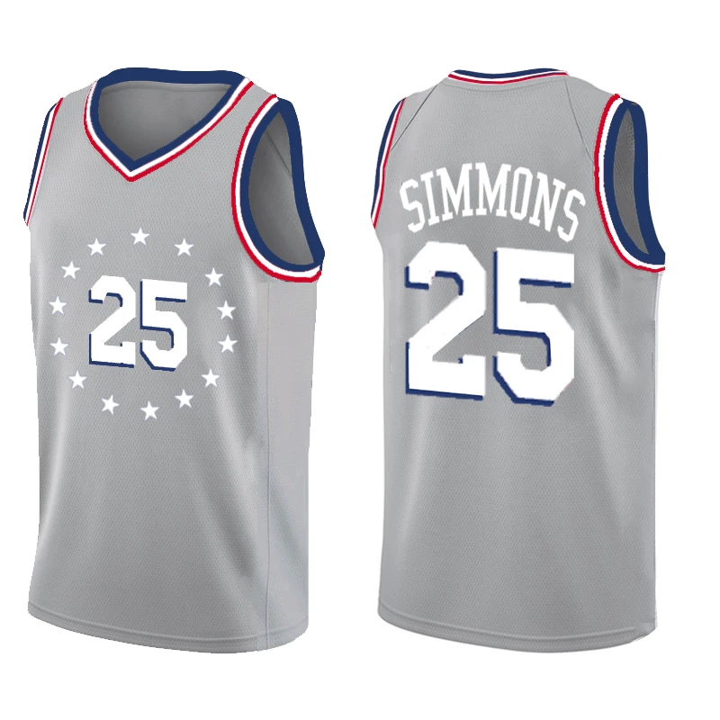 20 Markelle Fultz 21 Joel Джерси embiid 25 Бен Симмонс 3 Аллен Айверсон 17 J.J. Баскетбольные майки Redick город