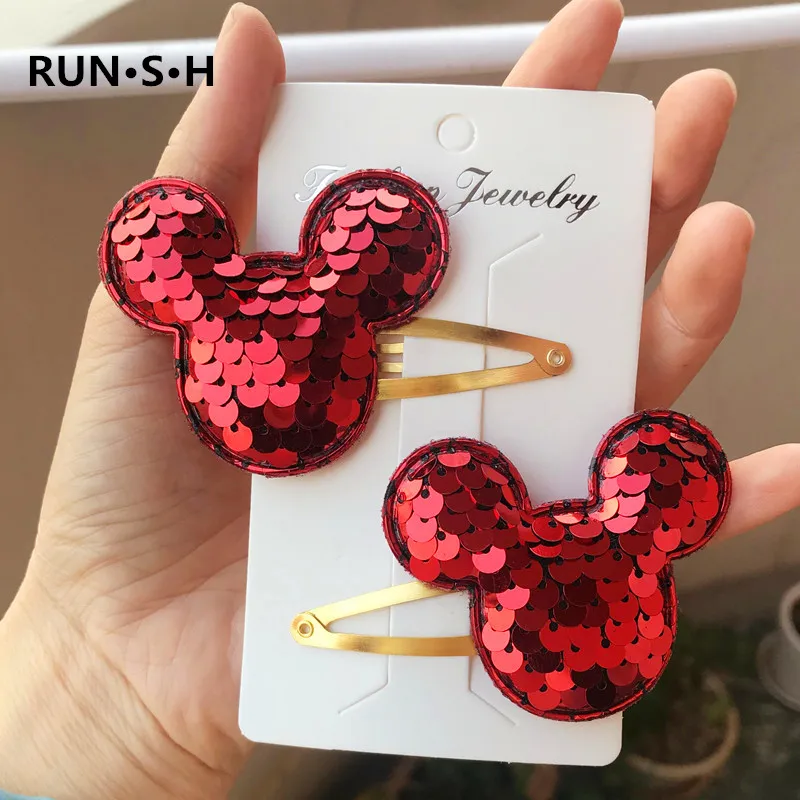 2pcs LOL Metal Color Kids Shiny Star Hairgrips Baby Hairpins Girls Mickey Crown Hair Accessories Heart Clip Ties | Детская одежда и
