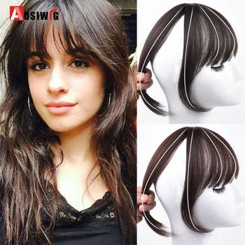 

AOSI Black Light Brown Clip On Bangs Hairpieces for Women Bangs Synthetic High Temperature Fiber