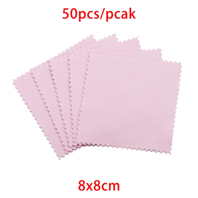 10-50pcs Polish Polishing Cloth Silver Color Cleaning  Polishing Cloth Soft Clean Wipe Wiping Cloth For Silver Gold Jewelry Tool Pink 8x8cm 50Pcs