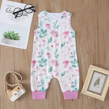 

2020 The latest summer cool and comfortable cotton Sleeveless romper flowers and leaves Jumpsuit