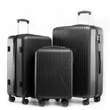 Seanshow багаж 3 шт набор TSA замок Жесткая Сторона легкий Спиннер чемодан 18-24-28 Черный Серебряный Шампань