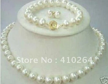 

7-8MM salt water Pearl necklace earring bracelet jewelry set