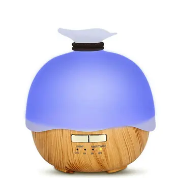 

400ML Home Appliances Humidifier Ultrasonic Cool Mist Aroma Air Oil Diffuser Romantic Colorful LED Lamp Wood Grain Humidificador