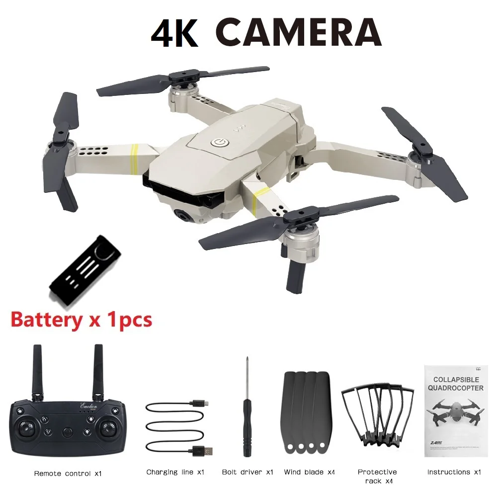 Willkey E58 HD 1080P камера Дрон Wi-Fi FPV с широкоугольным высоким держателем Складная рукоятка RC Квадрокоптер игрушка Дрон RTF с сумкой в подарок - Цвет: 4K 1 Battery withBag