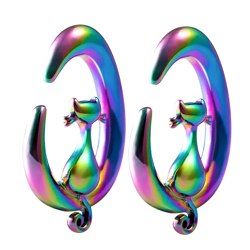 Rainbow Ear Plug 1 пара медных ушных пробок и туннелей носилки манометры радужные ушные расширители трагус пирсинг ювелирные изделия для тела унисекс ушные серьги - Окраска металла: Rainbow Ear Plug