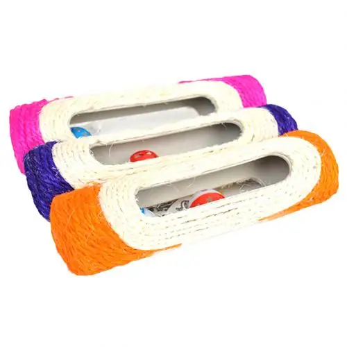 Random Color Pet Когтеточка 3 прокатки мяч сизаль туннель обучение интерактивная игрушка - Цвет: Random Color