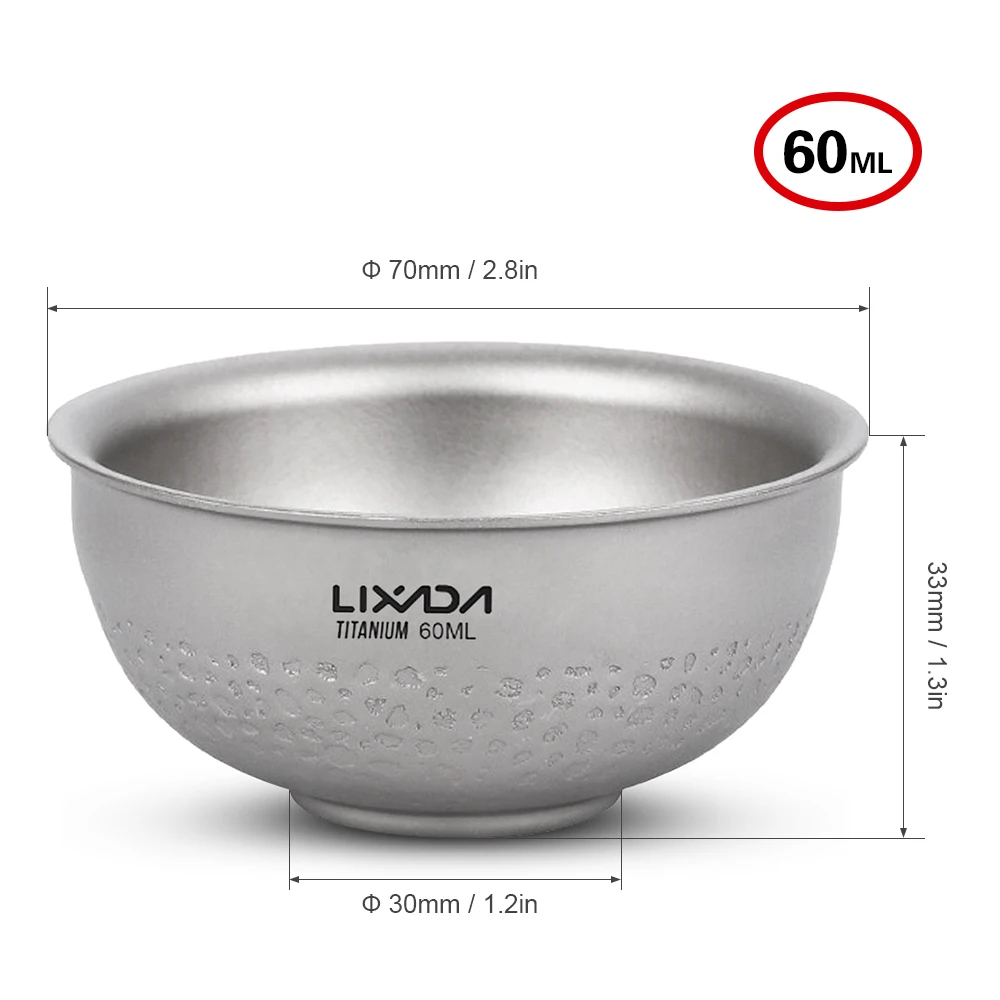 Lixada, 60 мл, титановая чашка для воды, двойная стенка, чайная чашка, мини-чашка, кружки для воды, для улицы, дома, офиса, мини-чашка, уличная посуда