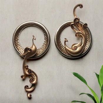 

Gold Phoenix Mural Decor Livingroom Luxury 3D Animal Wall Sticker Wall Hanging Resin Classical Retro Europe Decoration Art Home