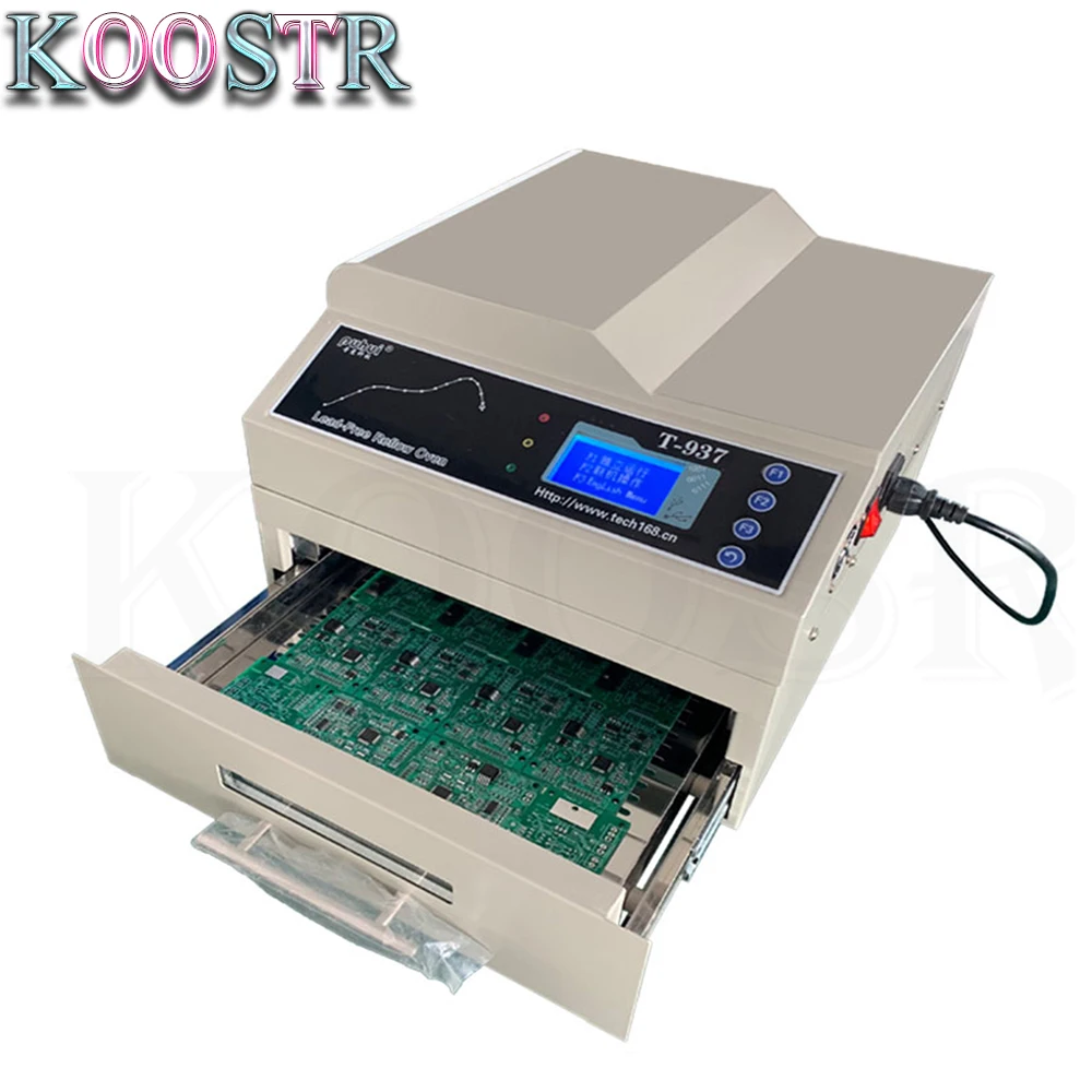

PUHUI T-937 Desktop Lead-free Infrared IC Heater Reflow Solder Oven Hot Air CirculationBGA SMD SMT Rework Station Reflow Oven
