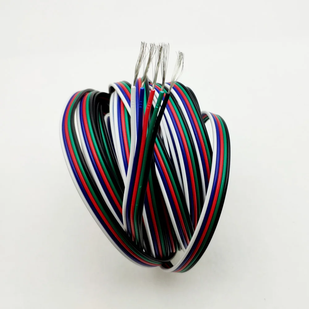 100 м 22AWG светодиодный кабель из луженой меди светодиодный провод 2/3/4/5Pin RGB RGBW с ПВХ изоляцией светодиодный соединительный провод 0,3 мм - Цвет: 5Pin