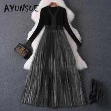 Вечерние женские платья на весну и осень, женская одежда, черное платье, винтажное платье-свитер, элегантное женское платье YY2502