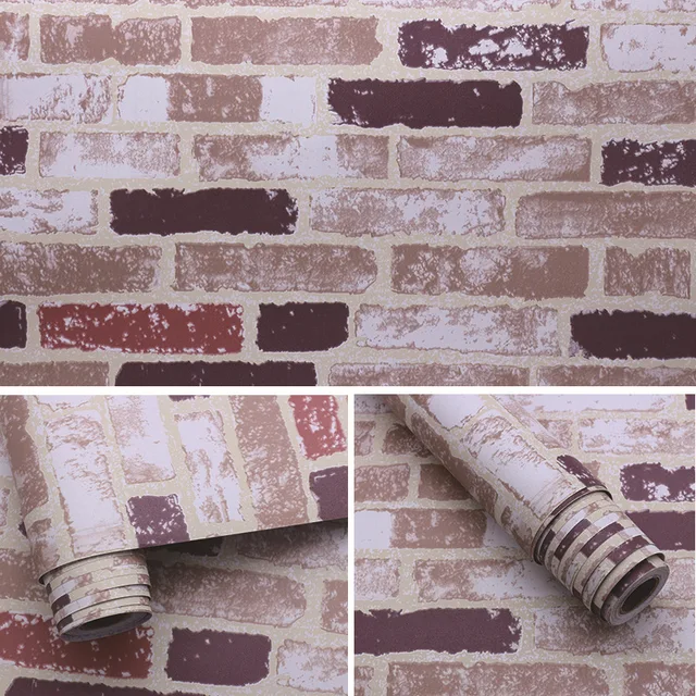Home Decor 3D PVC Grain Wall Paper Brick Stone  Wallpaper Self-Adhesive Living Room Bedroom Wallpapers Wall Stickers Decoration American brick