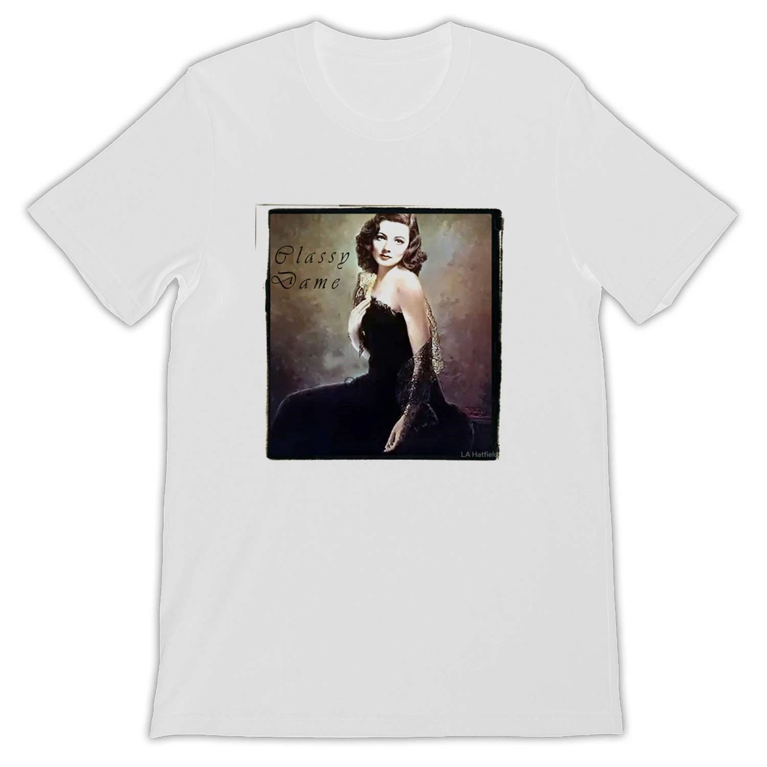 Classy Dame Laura Tierney Vera Caspary Black Tan Taupe Vintage Gene Mystery Graphic Gift for Men Women Girls Unisex T-Shirt |