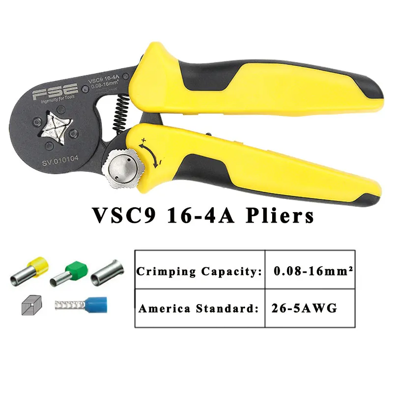 VSC9-16-4A VSC9-16-4A 0,08-16 мм^ 2 23-5AWG регулируемые точные обжимные плоскогубцы трубка обжимной терминал Ручной инструмент HSC9-16-4A - Цвет: VSC9-16-4A