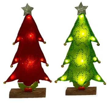 

Red/Green 1pc Mini Christmas Tree Small Cedar Desktop Christmas Tree LED Glowing Christmas Tree For New Year Home Decoration