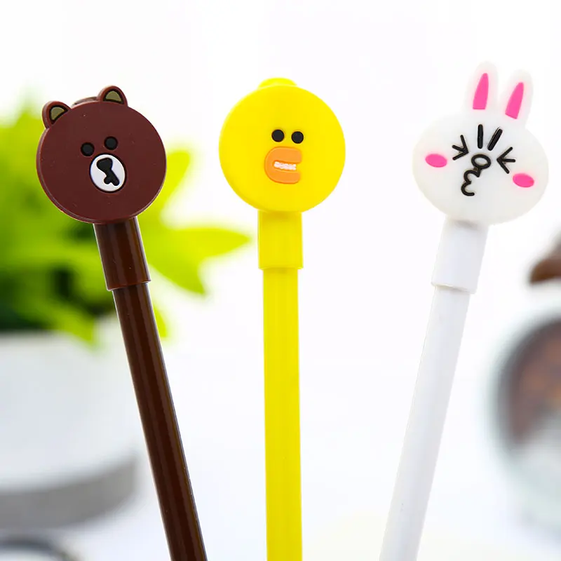 

Kawaii Line Friend Gel Pen Cute Korean Anime Animal School Accessory Office Store Supply Stationary Material Thing Goods Rabbit