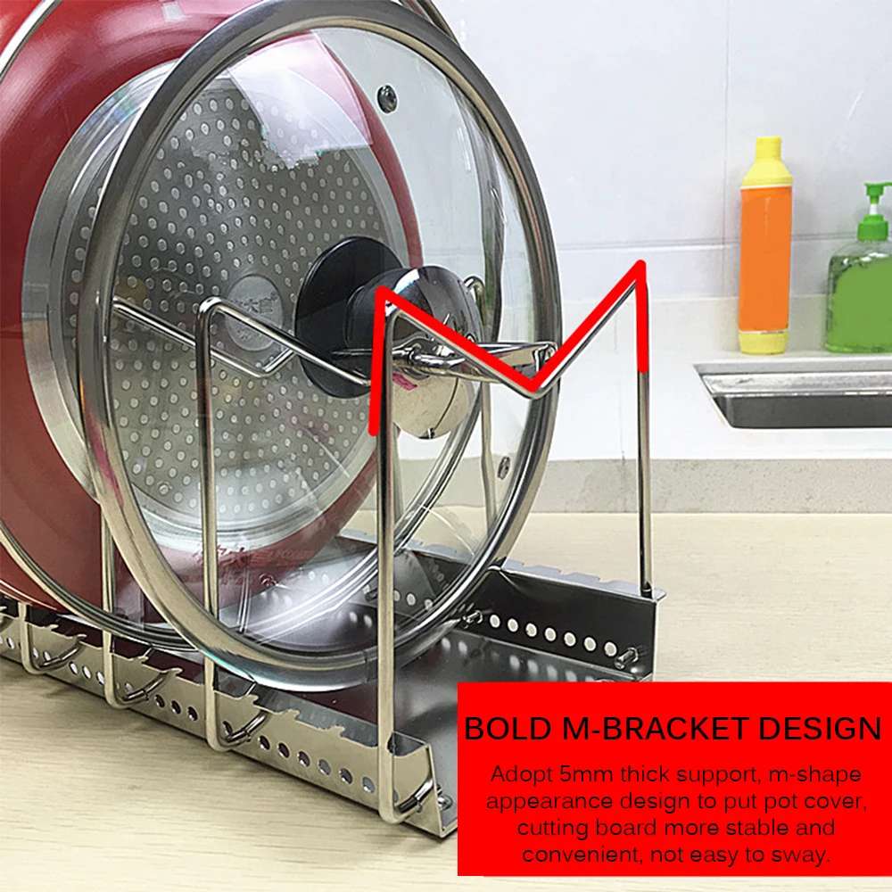 Крышка кастрюли из нержавеющей стали держатель сковородки и держатель разделочной доски Органайзер сливной лоток держатель для кастрюльных крышек практичные кухонные инструменты м Форма стойки