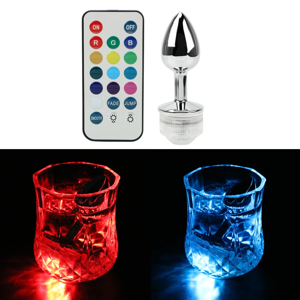 Con luce decorativa 34mm Plug anale in metallo per le donne Tappi per l'ano Dilatatore di testa Uomini Massaggiatore della prostata Giocattolo del sesso Giochi di coppia_voghion.com