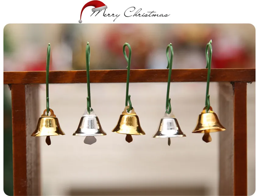 10 шт металлические колокольчики Золотые Серебряные Колокольчики маленькие колокольчики ювелирные украшения новогодние игрушки для рождественской елки DIY Декор рождественской елки