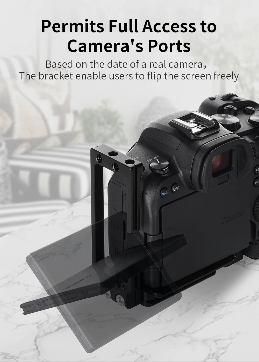 Selens Camera L-Bracket For Canon EOS R5 and R6 With Arca-Type 1/4" Accessory Th