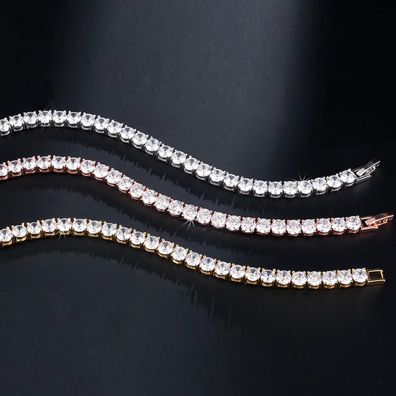 17mm rose gold Модные очаровательные теннисные браслеты для женщин и мужчин, красочные циркониевые ювелирные изделия, браслеты с цепочкой, подарки, Pulseira Feminina - Окраска металла: 17mm rose gold