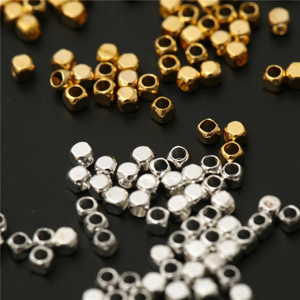 Бусины медные квадратные с большим отверстием для браслета Фурнитура бижутерии