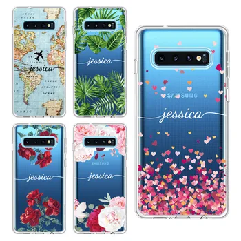 

Personalized Custom Initial Name Floral Phone Case For Samsung Galaxy Note 8 9 10 A7 A8 S8 S9 S10 S20 Plus Soft Protective Case