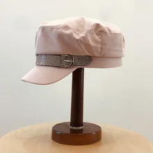 Модная хлопковая военная шапка, Осенние шляпы матроса для женщин, желтый розовый плоский верх, женская кепка для путешествий, Кепка Капитана