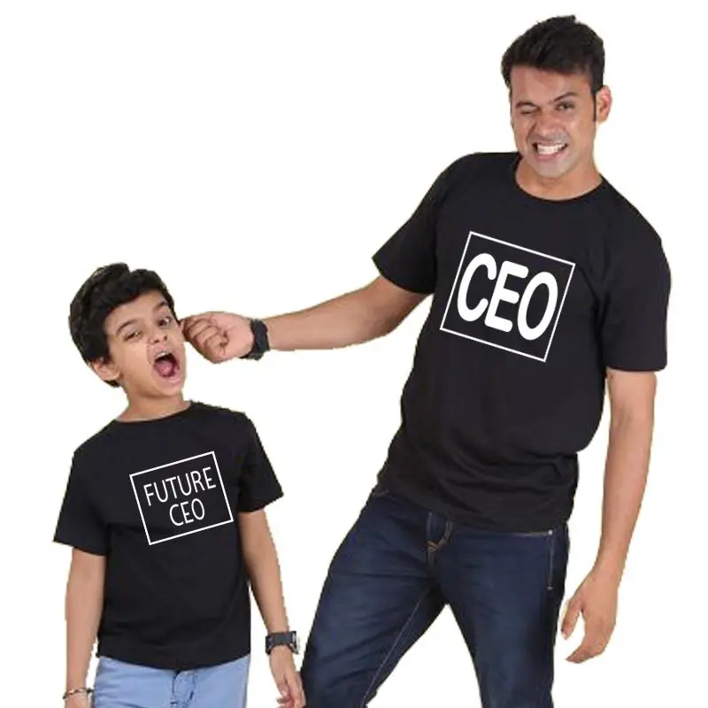 Одинаковая футболка для папы и сына одежда с надписью «future CEO» «daddy and me» комплект одежды летняя хлопковая футболка для маленьких мальчиков