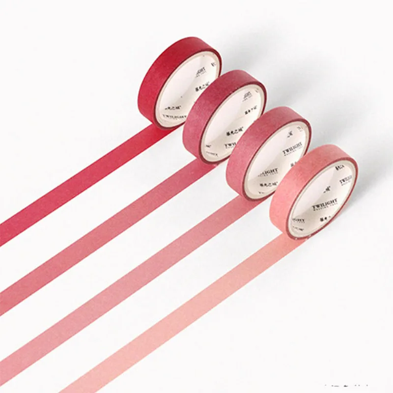 pink red 4 шт./компл. красочные украшения планировщик лента основной Радуга Бумага набор декоративного скотча Васи клейкой наклейки для девушек-студенток; школьные принадлежности - Цвет: pink red