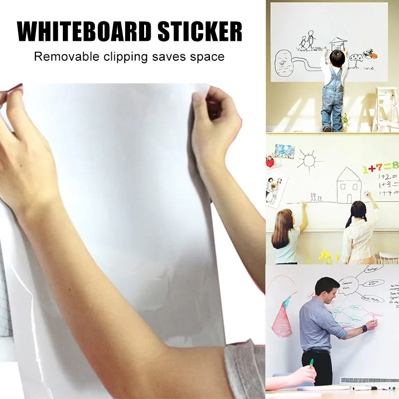 Stickerboard Reusable Roll Up White Board 45cmx200cm Erase Whiteboard  Sticker with 3 Pens DJA99