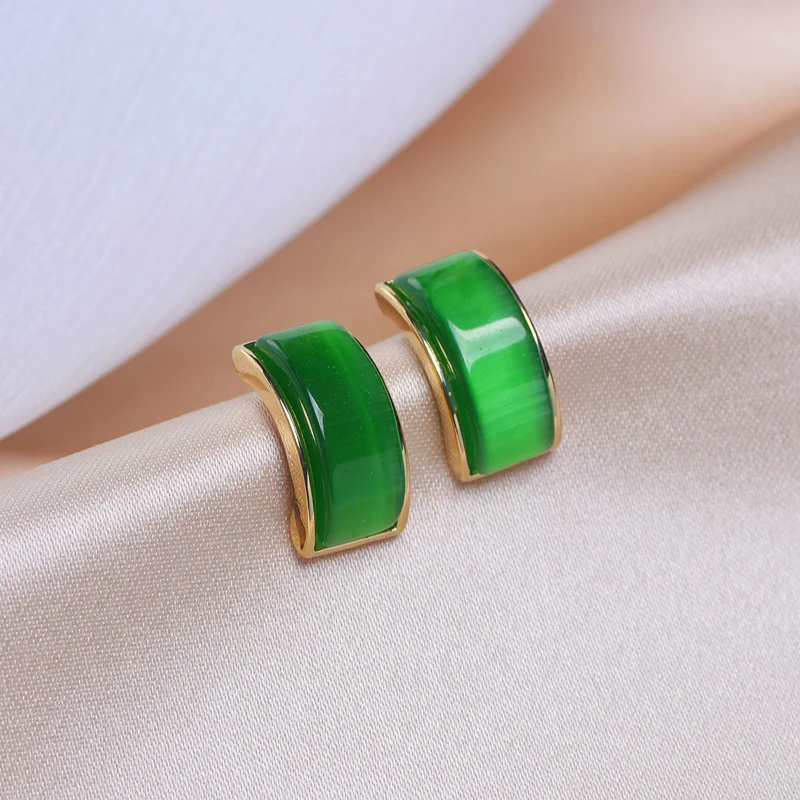 Новые модные серьги гвоздики с опалом для женщин элегантные геометрические в