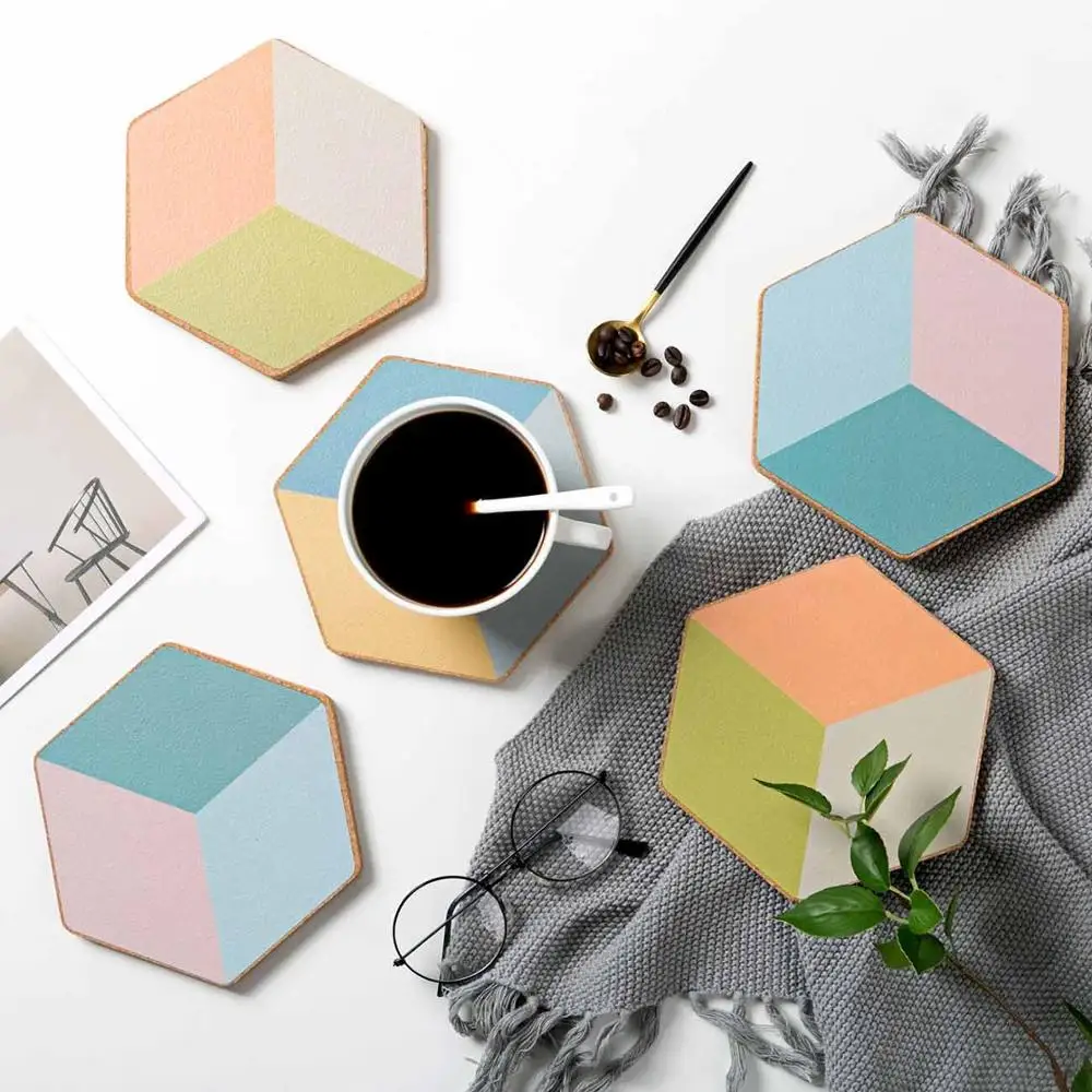 Шестигранные деревянные подставки для напитков подставка чашек кастрюль чая