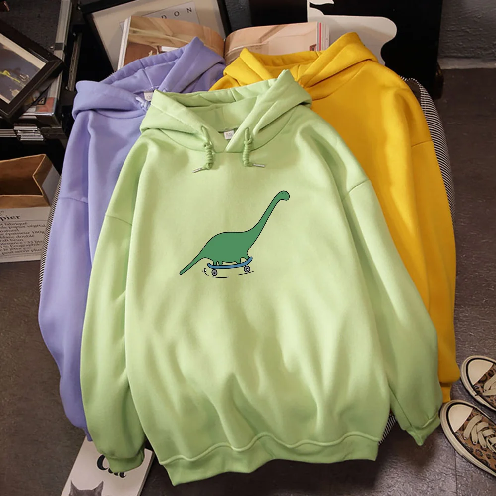 

Graphic Sweatshirt Women Vintage Harajuku Dinosaur Skateboard Kawaii Hoodies 90's Aesthetic Woman Hoodies Streetwear Unisex Top