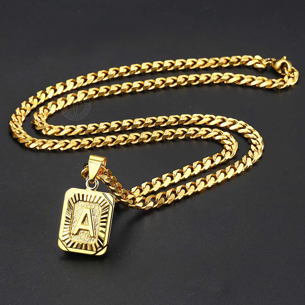 Initial letter Pendant Necklace a b c Charm Gold Capital Letter necklace for Women girl Cuban Link Chain Dropshipping GPM05C - Image 3