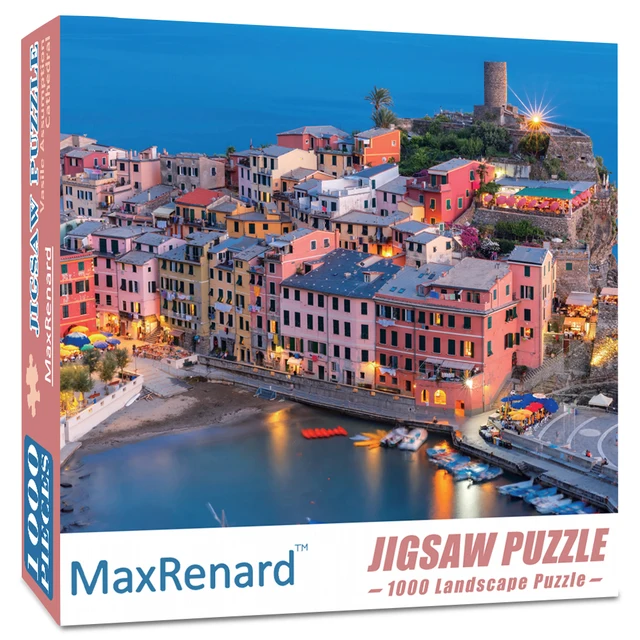 MaxRenard Puzzle 1000 Pieces Adult Puzzle Jigsaw 50*70cm Noble Deer Family Assembling Animal Photos Puzzles Toys for Adults Cinque Terra