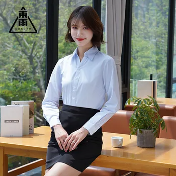 

Dongyu shirt printed shirt embroidered Women's Business Professional shirt slimming and slimming
