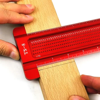 

Woodworking Scribe T-Type Ruler Aluminum Hole Marking Scribing Gauge Crossed Feet Crossed-Out Measuring Tool Imperial Rulers