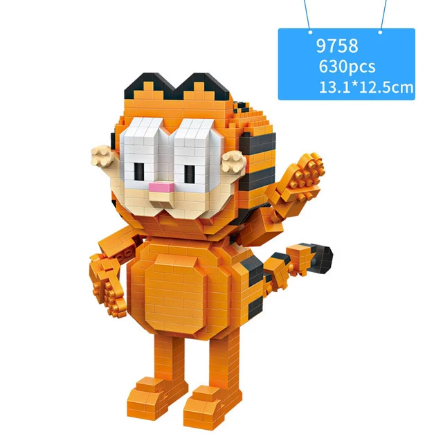 Garfield stand Американский Классический Мультфильм фигурки Кот Гарфилд микро алмаз строительный блок Оди собака модель нанокирпичи игрушки для детей Подарки - Цвет: Garfield stand